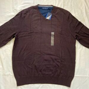 Vintage Nautica V-Neck Cotton Pullover Sweater Mens Size L